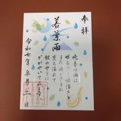 限定御朱印 5月の雨の日限定 「若葉雨」 武蔵野坐令和神社 2025年5月
