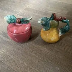 SAKURA ミルク&シュガー入れ　フルーツ陶器