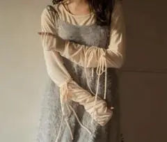 【mideal】ribbon long sleeve tops