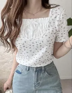 SHEIN 花柄ガーリー半袖Tシャツ