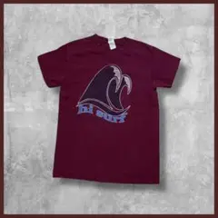 US古着 GILDAN ギルダン プリント Tシャツ 半袖 ボルドー Sサイズ