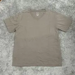 グレージュ　Vネック　半袖　Tシャツ　シンプル　Ｍ　マックハウス　NAVY