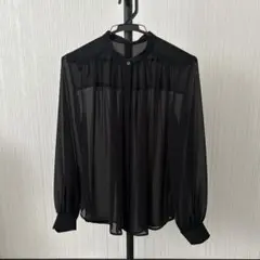PLSTシースルー黒長袖ブラウス