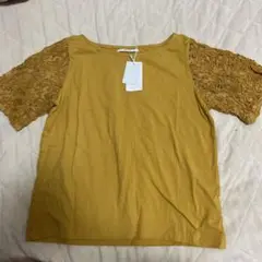 新品タグ付き　laboratory work レース袖マスタードTシャツ M