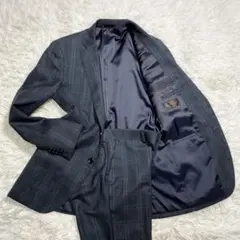 LUCIFERO スーツ　セットアップ　ネイビー　チェック　総裏　ラニフィコ　L