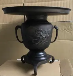 銅製　花入　花台　薄端　鳥と花　骨董品　華道　茶道 Yahoo!オークション -「唐銅薄端」の落札相場・落札価格
