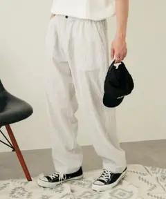 タグ付き【チャオパニックティピー】コットンイージーストライプパンツ　白　最安値