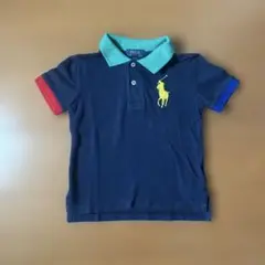 Polo ネイビーポロシャツ カラフル襟　2T