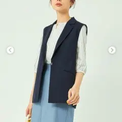 【美品】グリーンレーベル クリスプツイルスリーブレス ジャケット