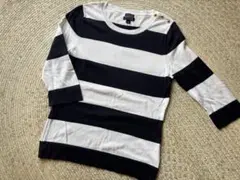TOMMY HILFIGER ＊ストライプ ＊濃紺✖️白＊綿混サマーニット＊Ｌ