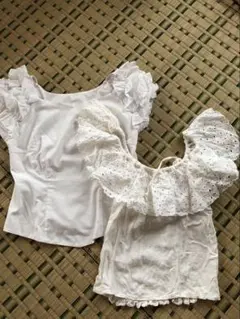 フラダンス　白ブラウス２枚セット