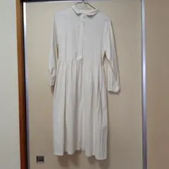 ホワイト シャツワンピース 長袖