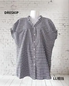 【DRESKIP】ドレスキップ ギンガムチェック 半袖シャツ