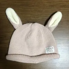 ウサギの耳付きニット帽 ピンク