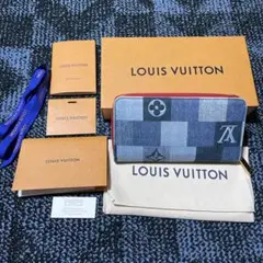 ルイヴィトン モノグラム デニム ジッピー ウォレット パッチワーク 長財布