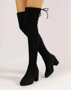 SHEIN タイバック チャンキーヒール オーバーニーブーツ