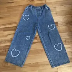 しまむら　ハートデニム　ワイドパンツ　150