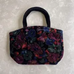 used レトロ ベロア 花柄 バッグ 古着 ヴィンテージ vintage