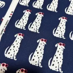 【オックスプリント】お行儀のよいダルメシアン ネイビー 約112×50cm