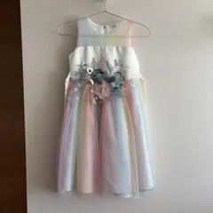 子供用　ドレス　130 パステルカラー フラワー刺繍