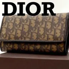 美品 DIOR ディオール トロッター 二つ折り財布 長財布 ブラウン