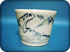 802『染付 鷺 柳 蕎麦猪口』 /骨董品 茶道具 古美術 アンティーク