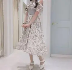 evelyn エブリン 花柄リブワンピース ホワイト