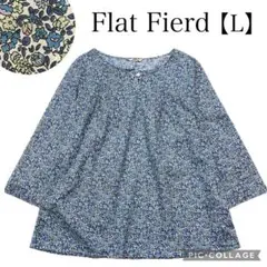 Flat Field フラットフィールド　花柄コットンブラウス　ブルー　サイズ