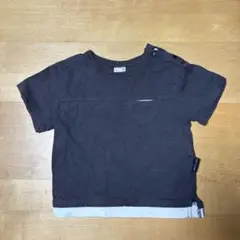 petit main ポケット付きTシャツ 90cm ダークグレー