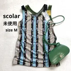 未使用タグ付　スカラー　レース合体タンクトップ　 M 花柄　ドット　黒レース