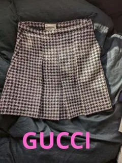 【セール】GUCCI ミニスカート ピンク×黒 千鳥格子