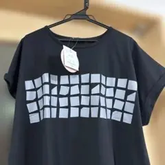 ブラック グラフィックプリント Tシャツ フリーサイズ