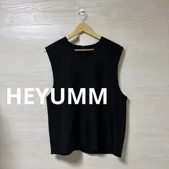 HEYUMM★ユニセックス ブラック Vネック ノースリーブ ベスト レイヤード