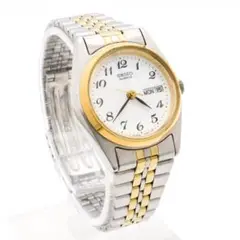 《一点物》SEIKO 腕時計 ホワイト シルバー デイデイト ドレスウォッチ