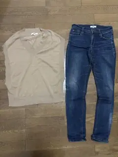 オゾック ２点セット スキニーパンツ ニットベスト mサイズ 秋コーデ