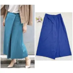 美品★ 【ノーブル】 巻きスカート風 ワイドパンツ ガウチョパンツ （L）
