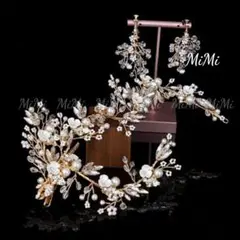 ☆新品☆2点セット ヘッドドレス・イヤリング(ピアス)ウェディング 結婚式髪飾り