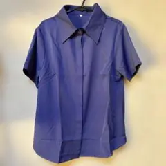 半袖ソフトシックサテンシャツ ブルー