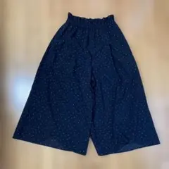 ブラック ドット柄 ワイドパンツ