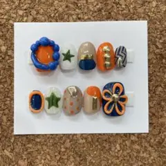 カラフル個性派ネイルチップセット (原品)