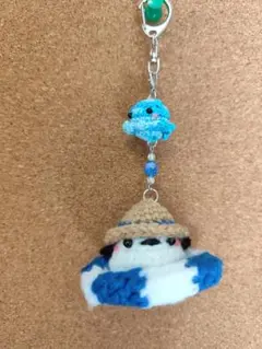青い浮輪　シマエナガ　メンダコ　あみぐるみ