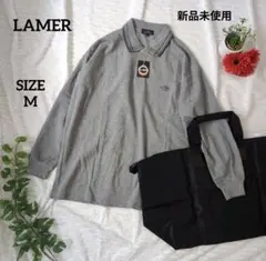 【新品未使用】CLUB LAMER ラメール ロゴ グレー 長袖ポロシャツ M