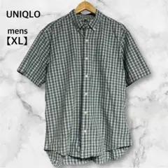 UNIQLO ユニクロ チェック柄 半袖シャツ 【XL】ボタンダウン大きいサイズ