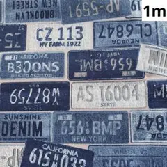 ナンバープレート柄　11号帆布　1m
