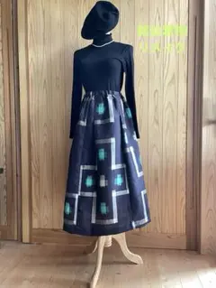 6タックスカート134【銘仙着物リメイクkimono remake】