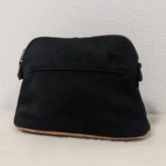 ✨HERMES✨ボリードポーチ キャンバス Hロゴ刺繍 コスメ ネイビー