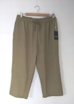 新品 大きいサイズTokyoBiyoriオリーブ色リラックスフィット半端丈パンツ