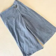 デュアルヴュー ガウチョパンツ コーデュロイ調 ストレッチ ブルー系 M