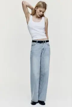H&M ワイドミッドライズデニムパンツ 34 Zara shein sly