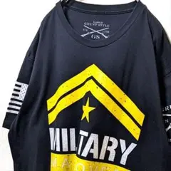 グラントスタイルミリタリーメイクオーバー デカロゴ Tシャツブラック黒L古着